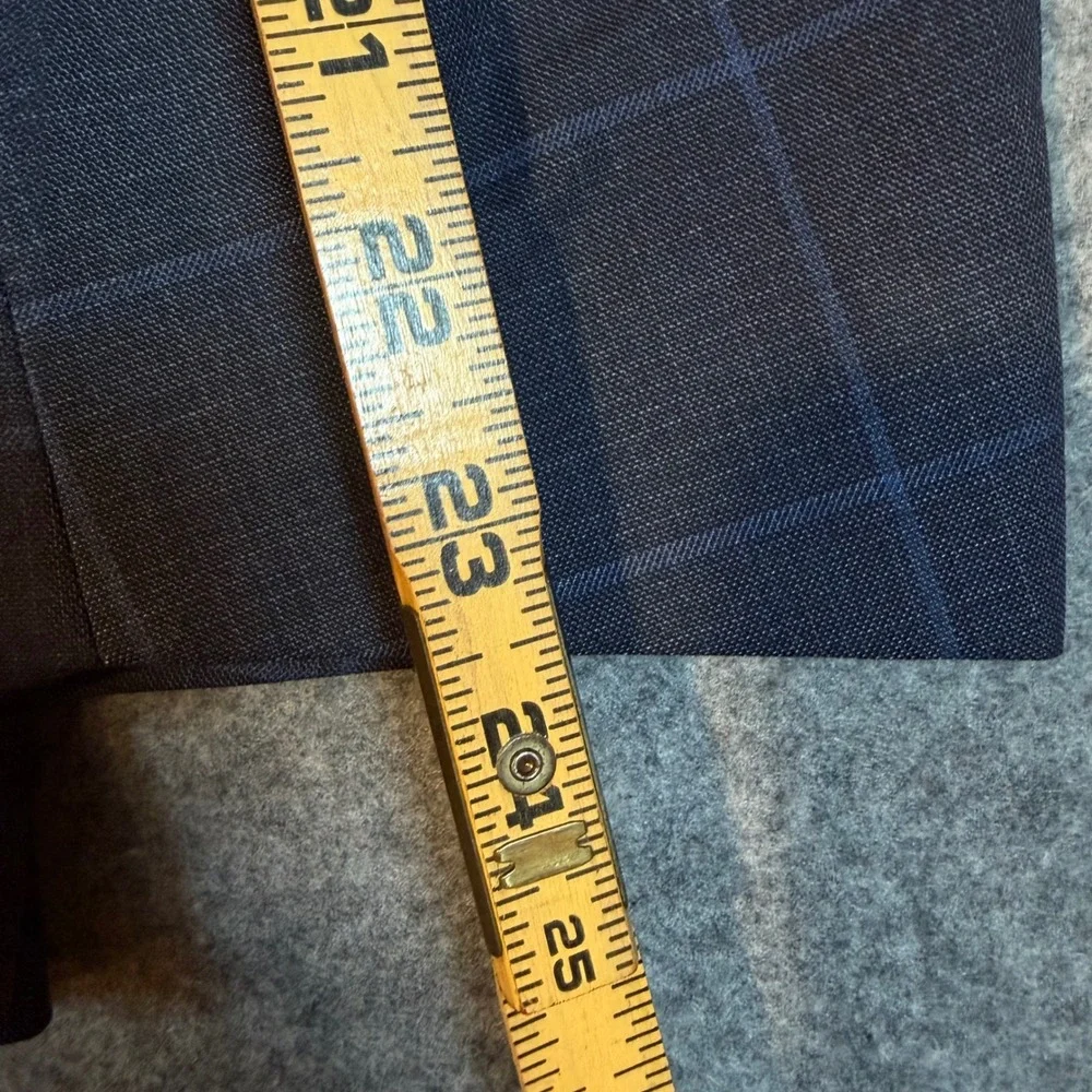 Kenneth Cole Reaction Men 42S Slim Fit Flex Suit Jacket Navy Windowpane CLOO1FJX
